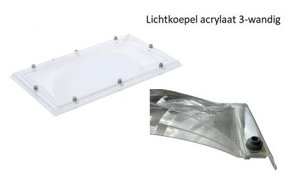 Lichtkoepel acrylaat driewandig dagmaat 100x250cm