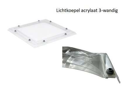 Lichtkoepel acrylaat driewandig dagmaat 140x140cm