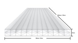 Polycarbonaat kanaalplaat 16mm breed 98cm lengte 350cm Polycarbonaat kanaalplaat 16mm breed 98cm lengte 350cm